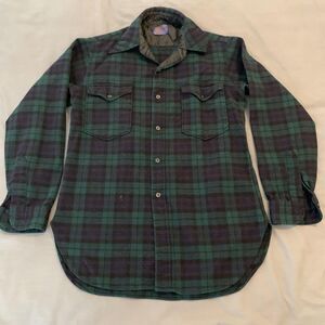 Vintage Pendleton Shirt Mens 15.5 Green Plaid Wool Made in USA Quilted Lined
